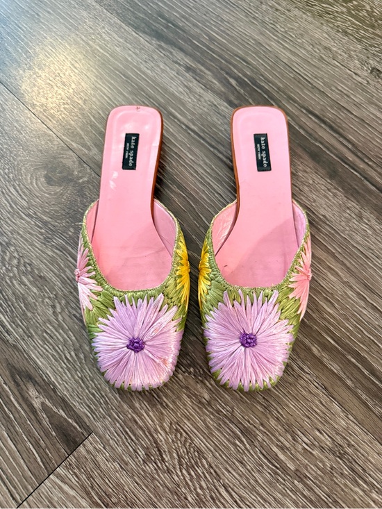 kate spade Shoes - Kate Spade Vintage Floral Straw Mules